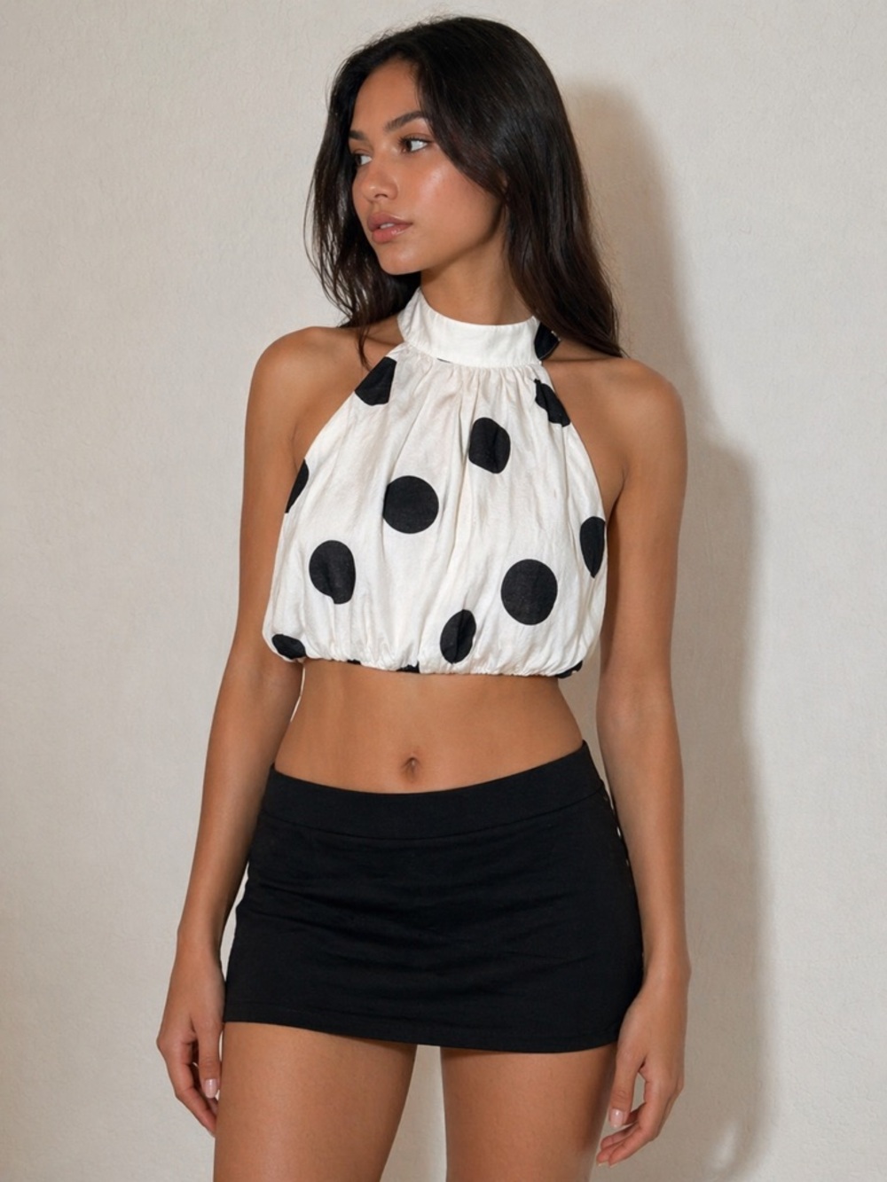 NOVALUXE Halter with‎ Polka Dots. NWT Size Large